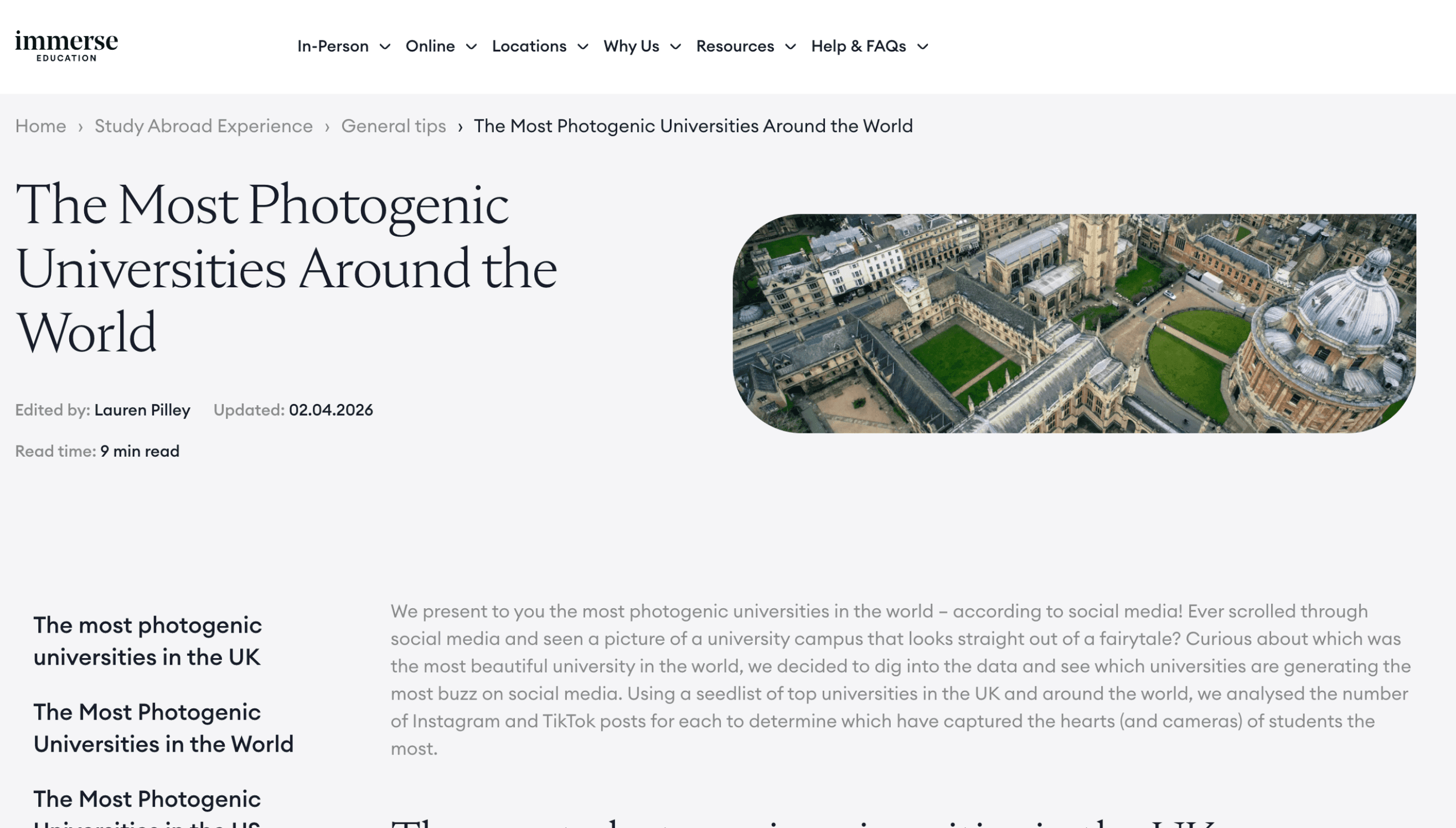 Most Photogenic Universities